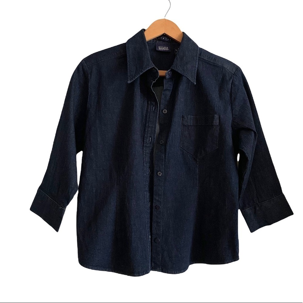 Hillard & Hanson Casual Button Down Denim Top Size Small